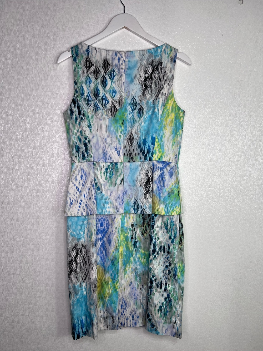 ANTONIO MELANI Sunny Fields Peplum Abstract Print Dress Fitted Silhouette Size 8 - Picture 13 of 13